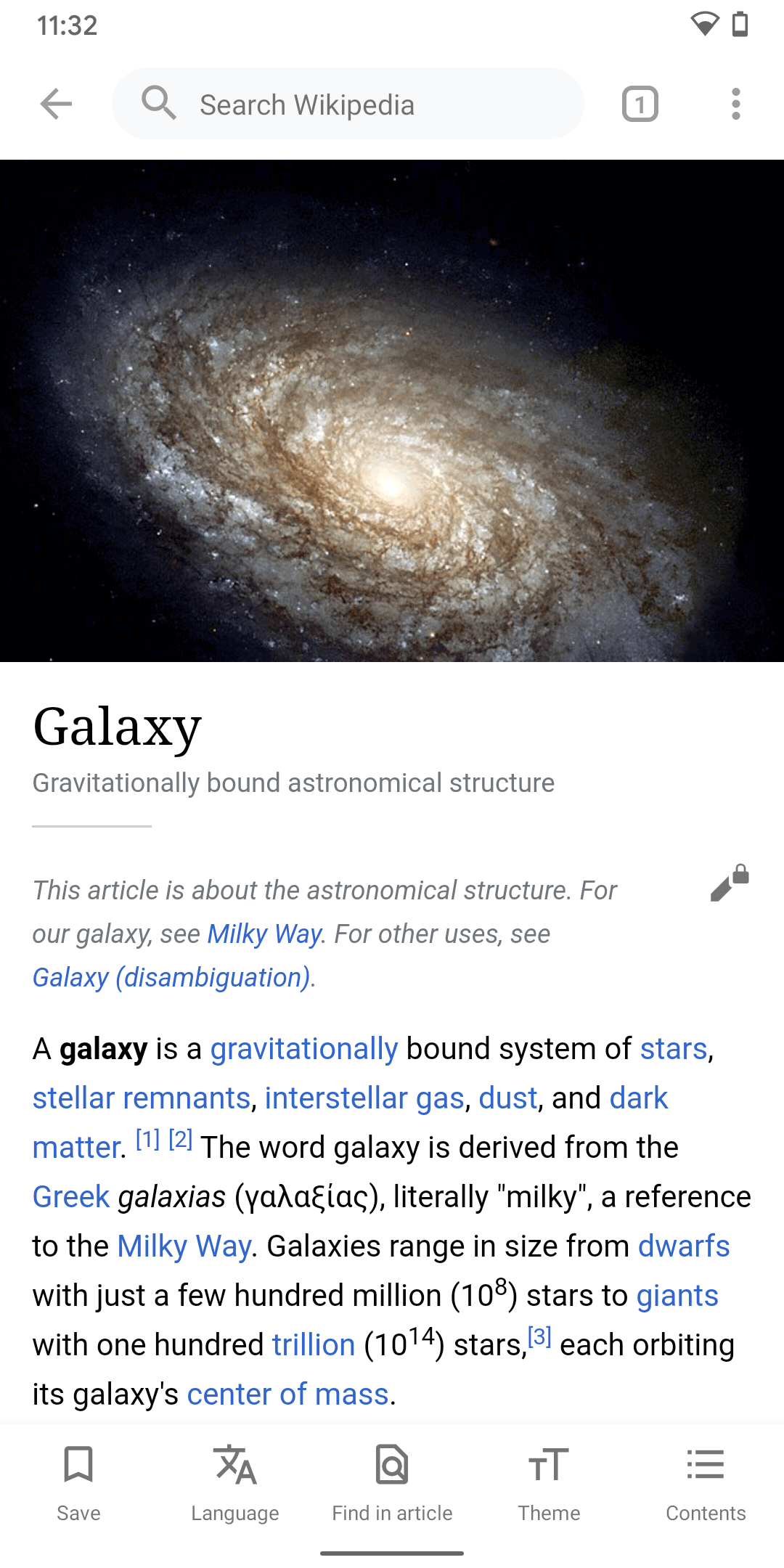 Wikipedia app on Android.