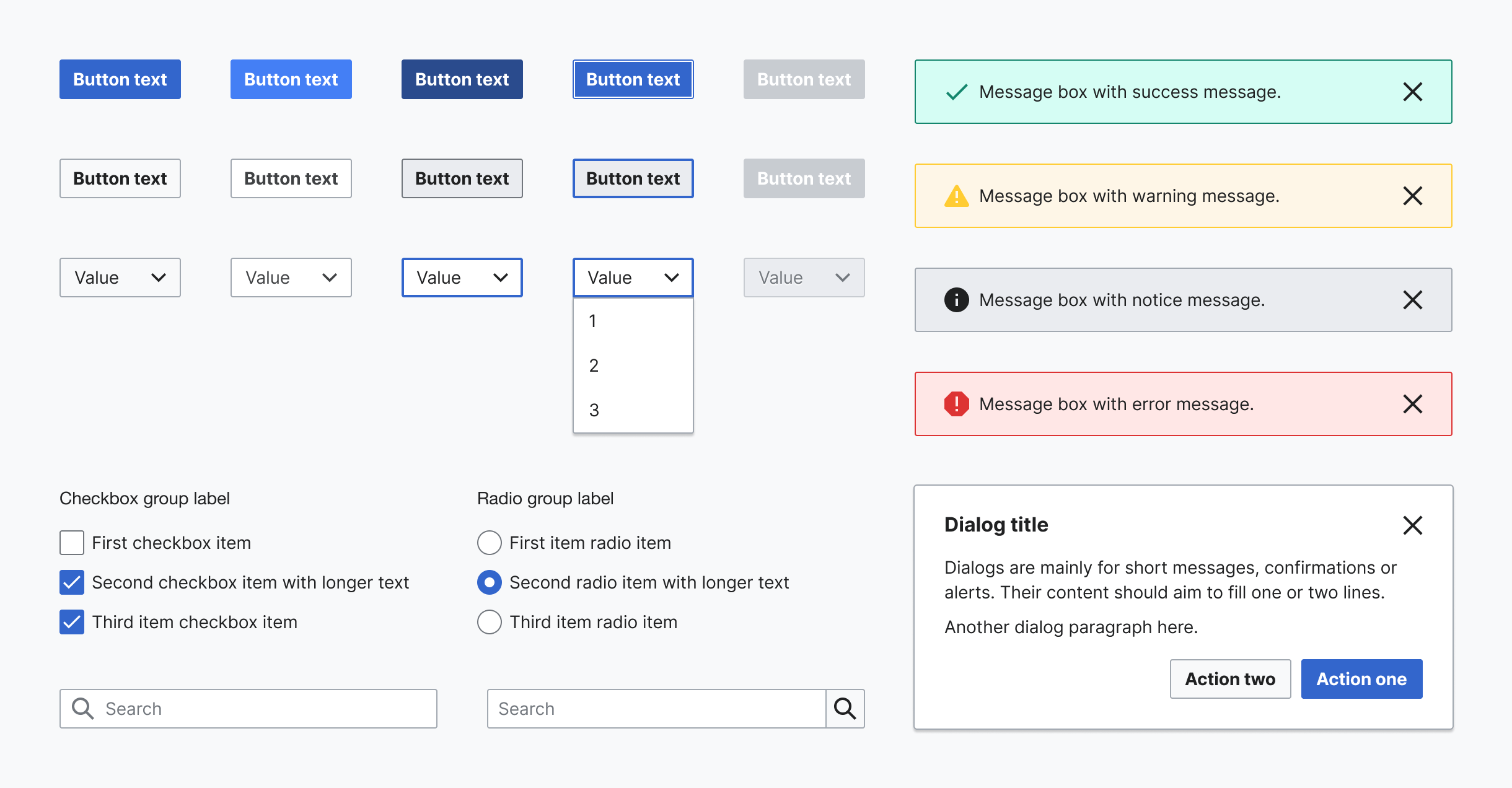 Wikimedia Design System components collection excerpt