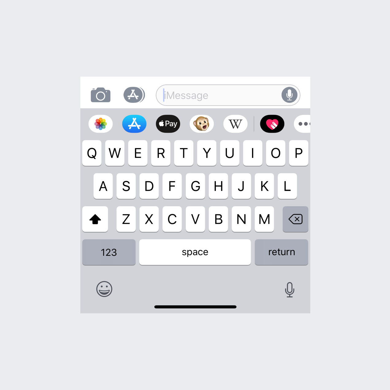 Chat toolbar in iOS messaging.