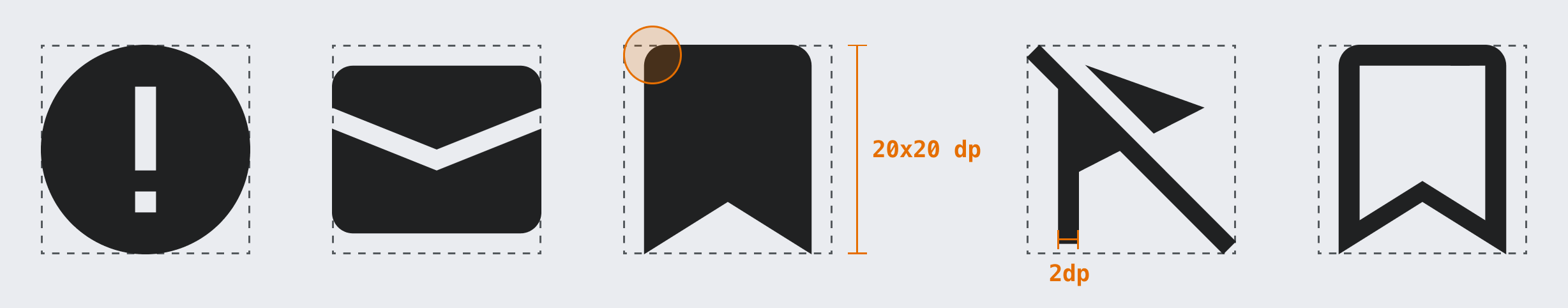 Dimensions of Codex icons